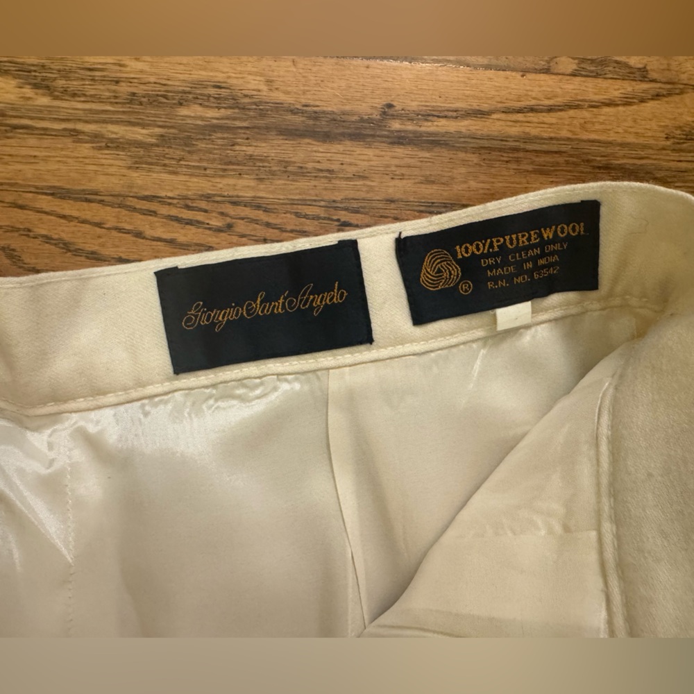 Vintage 100% wool Cream Pleated Pants size 6 - Picture 6 of 7